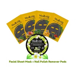 MasKing Set of 4 Blackheads Charcoal Facial Masks with Nail Polish Remover Pads-picture-7