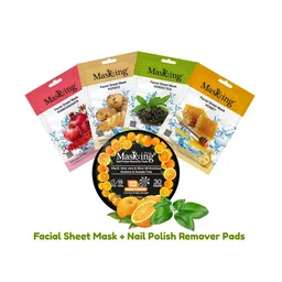 MasKing Pack Of 5 Bamboo Facial Sheet Mask For Oil Control & Nail Polish Remover Wipes-18