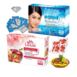 Lilium Diamond & Fruit Glow Facial Kit For Luminous Glow & Revitalize Skin - 60g Each-12