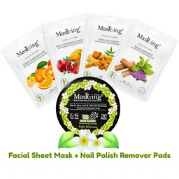 MasKing Set of 4 Bamboo Facial Sheet Mask 20g Each with Nail Polish Remover Pads-picture-23