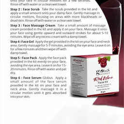 Globus naturals Set of 3 Red Wine 6 Steps Facial Kit for Wrinkle Treatment - 40 g Each image 5