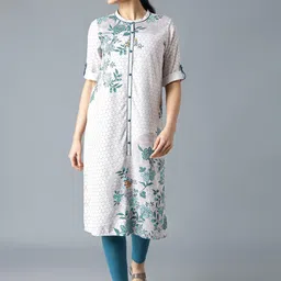 AURELIA Women White & Green Ethnic Motifs Printed Kurta-39