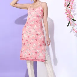 Vishudh Women Pink Floral Kurta-image-36