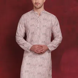 Anouk Peach Floral Woven Design Cotton Thread Work Straight Kurtas-56