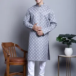Jompers Ethnic Motifs Woven Design Straight Kurta-picture-25