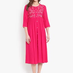 Ashlee Women Pink Floral Embroidered Kurta-image-28