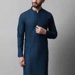 Jompers Men Teal Kurta-image-12