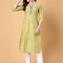 God Bless Women Striped Flared Sleeves Floral Kurta-42