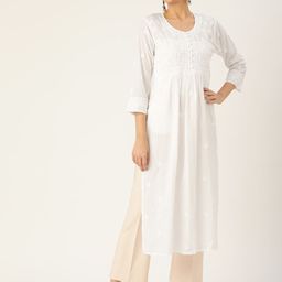 HOUSE OF KARI Embroidered Chikankari A-Line Kurta-picture-22