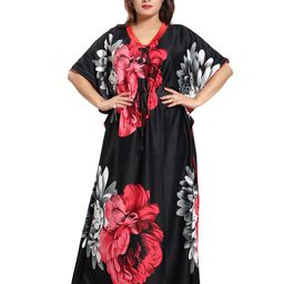 Noty Floral Printed Maxi Kaftan Nightdress-image-85