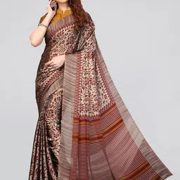 MIRCHI FASHION Beige & Maroon Floral Saree-picture-31