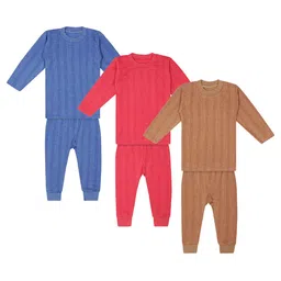 Superminis Infant Kids Pack Of 3 Solid Cotton Thermal Set-55