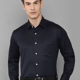 Luxure by Louis Philippe Men Navy Blue Printed Formal Shirt-image-19