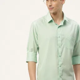 English Navy Men Green Classic Slim Fit Casual Shirt-picture-23