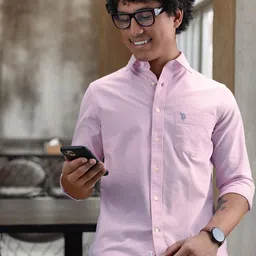 U S Polo Assn Men Pink Casual Shirt-image-93