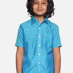 Sethukrishna Boys Turquoise Blue Classic Casual Shirt-image-90