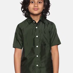 Sethukrishna Boys Green Classic Ethnic Shirt-48