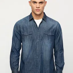 Pepe Jeans Faded Washed Pure Cotton Casual Denim Shirt-picture-16