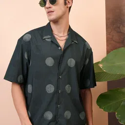 LOCOMOTIVE Premium Textured Printed Cuban Collar Oversized Shirt-image-59