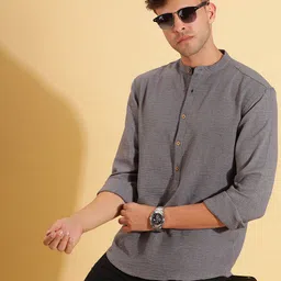 HERE&NOW Mandarin Collar Long Sleeves Short Kurta-54