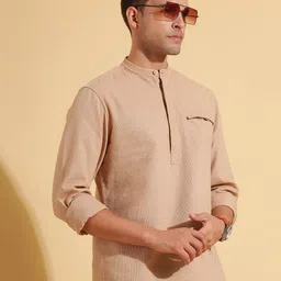 HERE&NOW Band Collar Long Sleeves Cotton Shirt-image-69