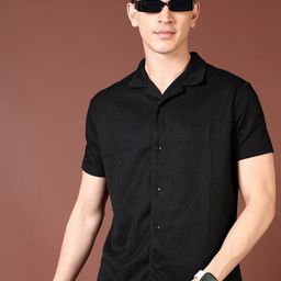 V-Mart Men Cuban Collar Textured Cotton Casual Shirt-picture-24