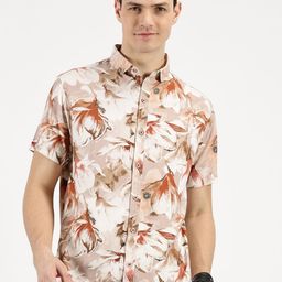 RAVINIK Men Classic Spread Collar Floral Printed Cotton Casual Shirt-picture-19
