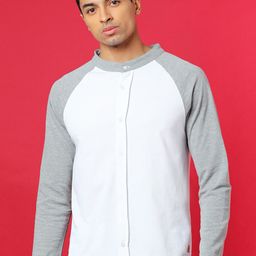Campus Sutra White Classic Raglan Sleeve Cotton Casual Shirt-image-34