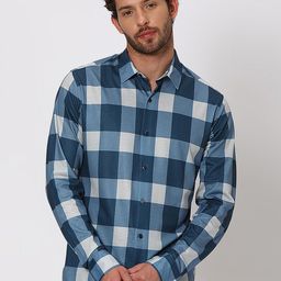 Mufti Buffalo Checked Slim Fit Opaque Casual Shirt-image-58