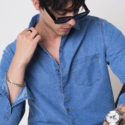 VASTRADO Men Classic Spread Collar Textured Cotton Casual Shirt-image-19