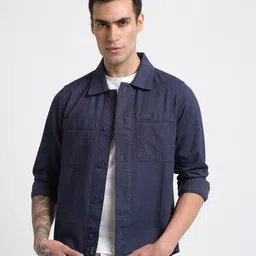 THE BEAR HOUSE 
Men Solid Regular Fit Cotton Shacket-image-51