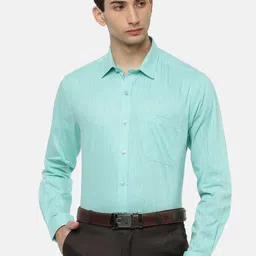 Ramraj Men Teal Slim Fit Opaque Formal Shirt-image-67