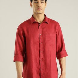 Indian Terrain Chiseled Slim Fit Opaque Pure Linen Casual Shirt-picture-17