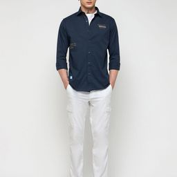 Red Flame Slim Fit Cotton Casual Shirt-image-49