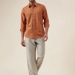 Fabindia Slim Fit Spread Collar Embroidered Cotton Casual Shirt-image-80
