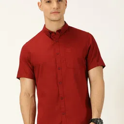 Provogue New Slim Fit Button Down Collar Pure Cotton Casual Shirt-image-31