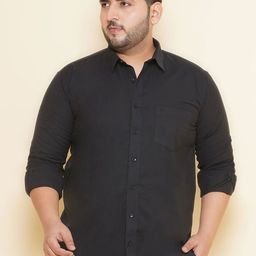 John Pride Plus Size Spread Collar Opaque Casual Shirt-image-50