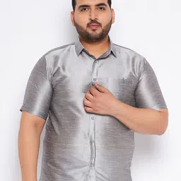 VASTRAMAY Premium Spread Collar Regular Fit Silk Casual Shirt-picture-13
