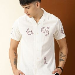 Thomas Scott Premium Conversational Printed Cuban Collar Cotton Casual Shirt-image-99