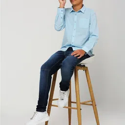 Nautica Boys Premium Spread Collar Cotton Opaque Casual Shirt-picture-13