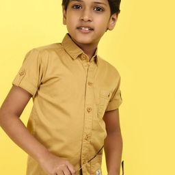 V-Mart Boys Spread Collar Roll Up Sleeves Cotton Casual Shirt-image-57
