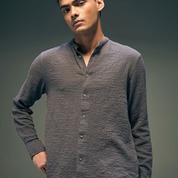 Flying Machine Men Mandarin Collar Textured Cotton Casual Shirt-image-21