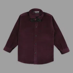 Actuel Boys Corduroy Cotton Party Shirt With Detachable Bow-picture-12