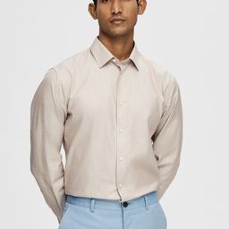 SELECTED Slim Fit Spread Collar Cotton Formal Shirt-image-52