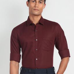 Arrow Slim Fit Cotton Linen Formal Shirt-image-58
