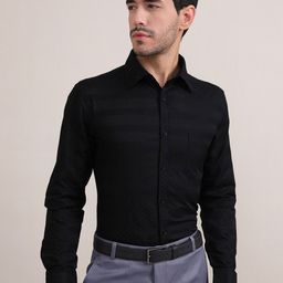 LOUIS STITCH Comfort Micro Ditsy Printed Spread Collar Chest Pocket Cotton Formal Shirt-image-98