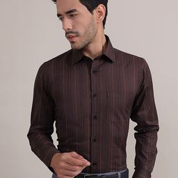 LOUIS STITCH Comfort Fit Striped Formal Cotton Shirt-image-88