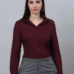 Cantabil Comfort Fit Concealed Button Placket Cotton Formal Shirt-image-3