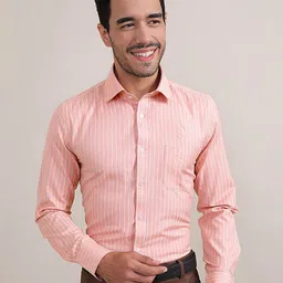 MUTAQINOTI Vertical Striped Comfort Fit Cotton Formal Shirt-image-99