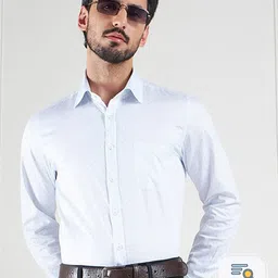 LOUIS STITCH Comfort Geometric Printed Cotton Formal Shirt-picture-6
